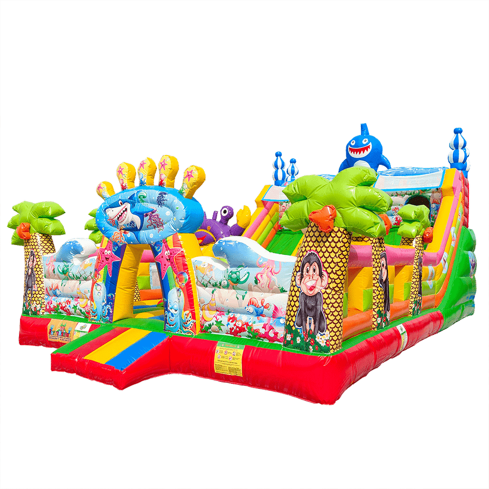 Коммерческий надувной батут с горкой «В гостях у моря»  10*6*6,1 м.