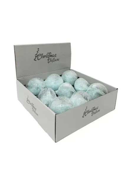 Набор винтажных стеклянных украшений Райское перо 80 мм., голубой, 9 шт., Christmas DeLuxe (13127)