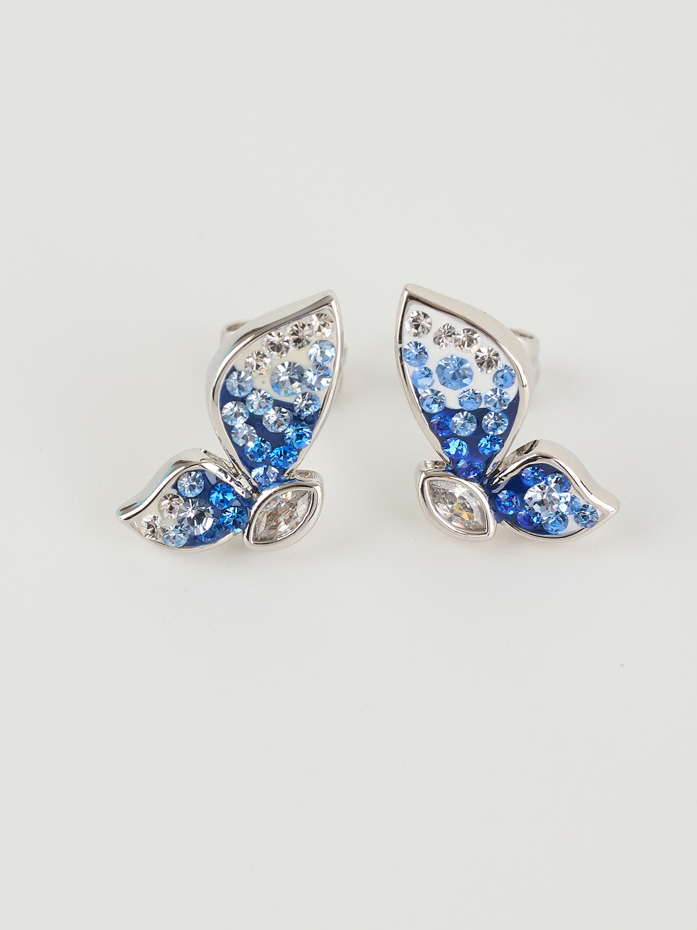 Серьги Голубая бабочка с кристаллами Swarovski
