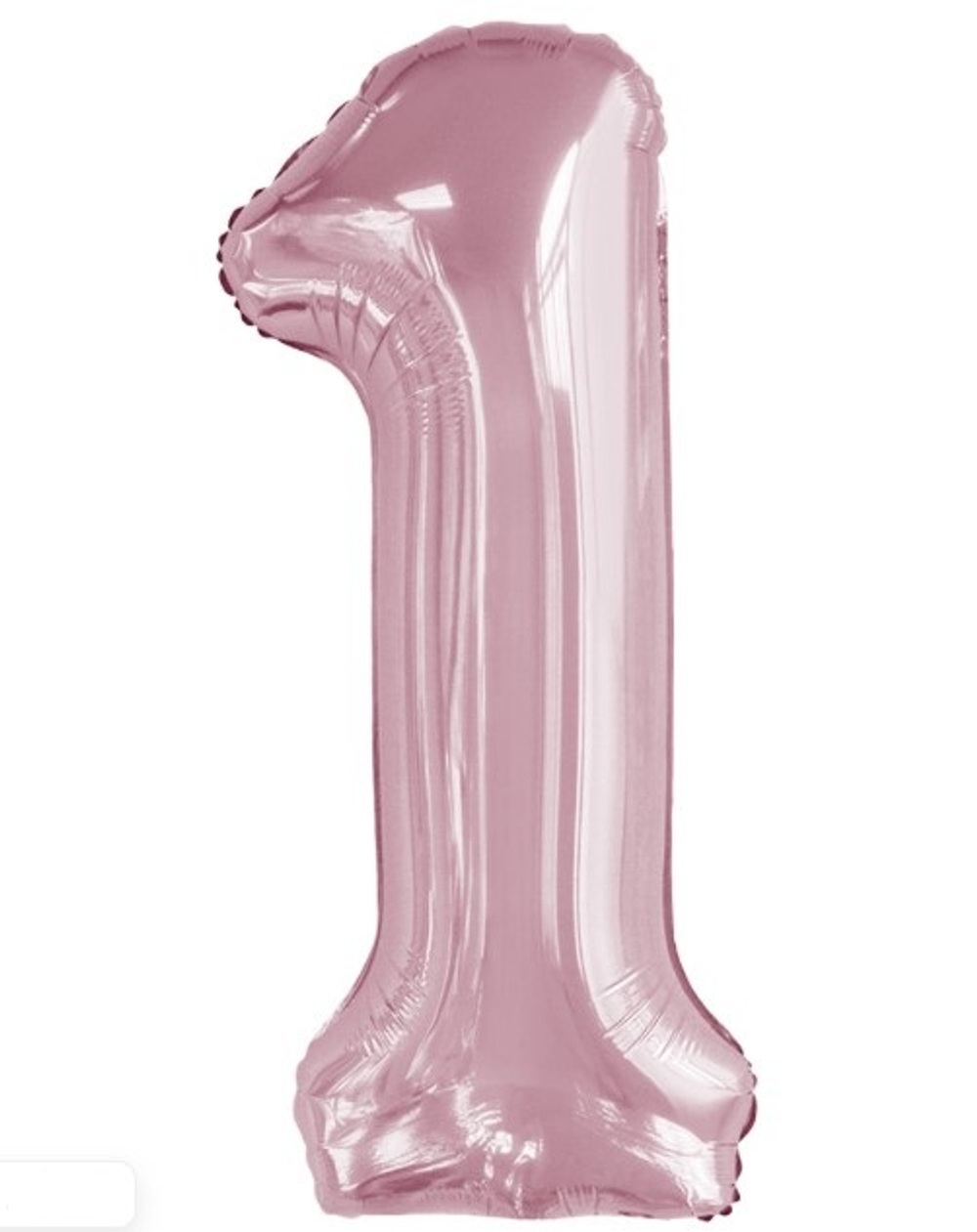 Шар фольга Цифра 1 Slim, Светло-розовый 86см УЖЕ с гелием