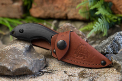 Нож Kizlyar Supreme HAMMY D2 TW G10-BH LS (TacWash, G10 Black Handle, Leather Sheath)