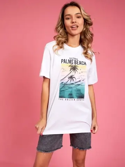 Футболка белая базовая с принтом лето 2023 большие размеры