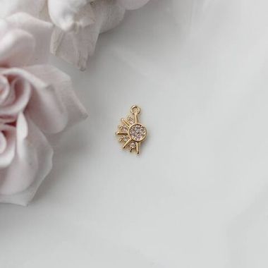 УЦЕНКА!!! Подвеска Солнце с фианитами 12*7 мм, позолота, У002