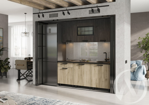 Кухня Эдинбург ЛДСП 1.8 (дуб крафт серый/железный камень)