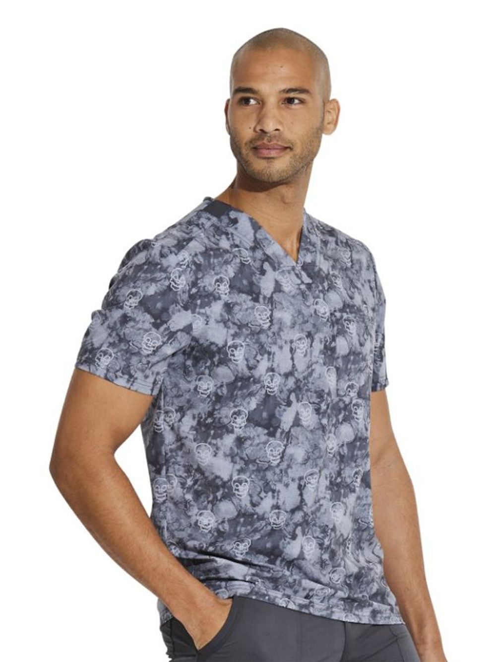 Топ медицинский мужской Dickies DK866, принт "Spooky Shadows", серый, L