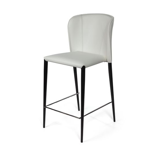 Стул полубарный Albert, кожа белый