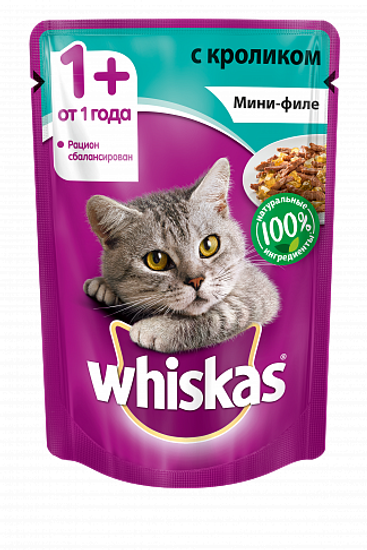 Whiskas пауч мини-филе с кроликом 85 гр Whiskas пауч мини-филе с кроликом 85 гр