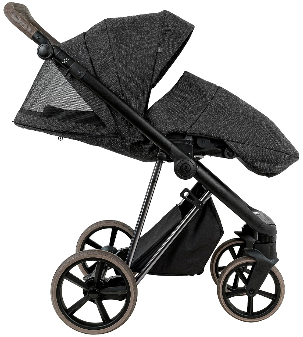 Детская коляска Roan Sol Vintage Luxury 2.0 3 в 1 с автокреслом Pituso Baesa Pro Black PIX/55/D Pixel/Dark/Nickel/руч.Cappuccino