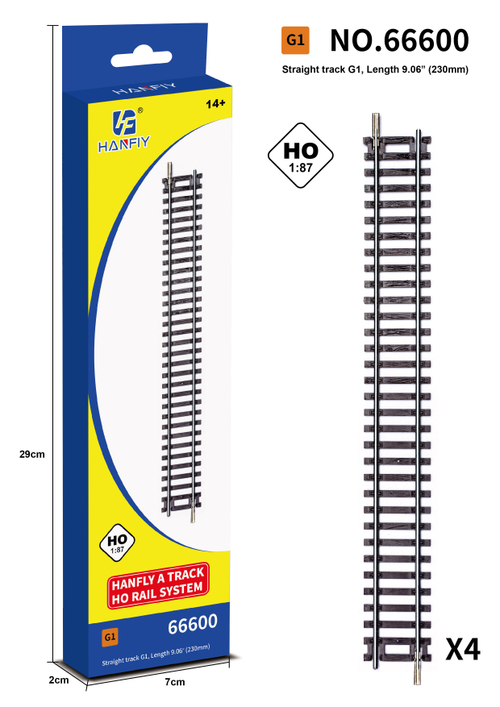 Рельсы для железной дороги HanFly Metal Model Train, метал, 4шт - HF66600 , полностью совместим c любой серией HO 1:87 , Возрастные ограничения от 14+