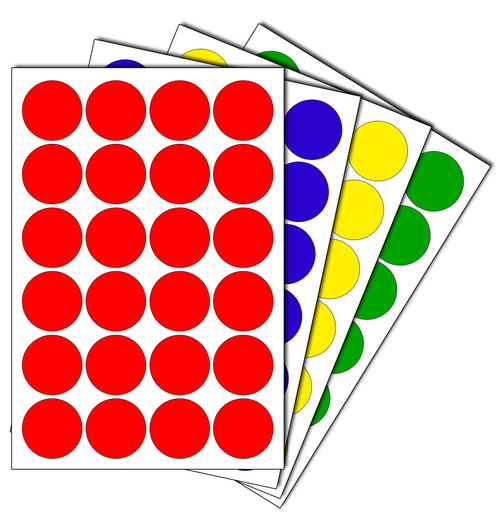 Набор цветных виниловых наклеек для упаковки и маркировки Policomprint M7, 30 мм. 98 шт.