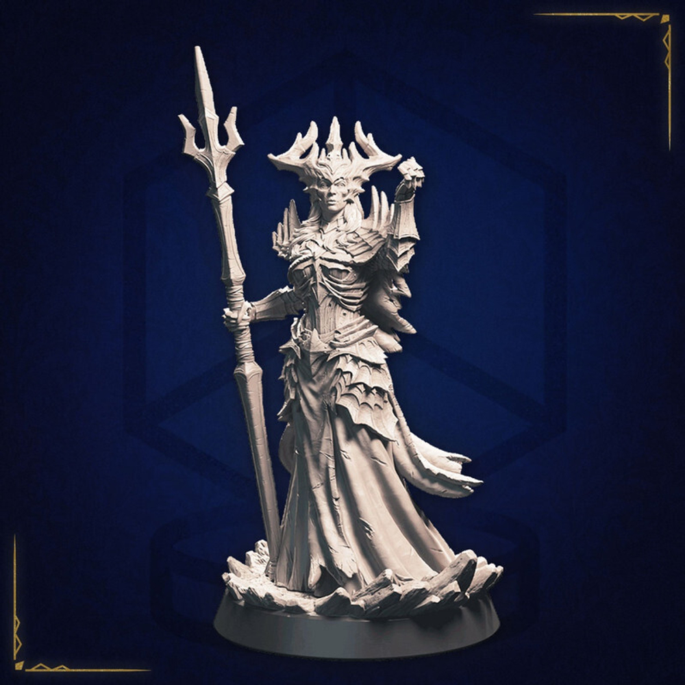 Королева подводного царства Эльф высший Воин Жрец миниатюра для dnd, днд, pathfinder, фентези, Настольная игра, НРИ, Варгейм, РПГ