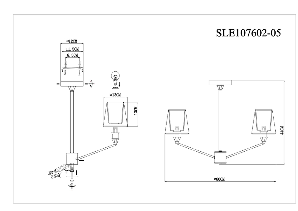 SLE107602-05 Светильник потолочный Хром/Белый E14 5*40W