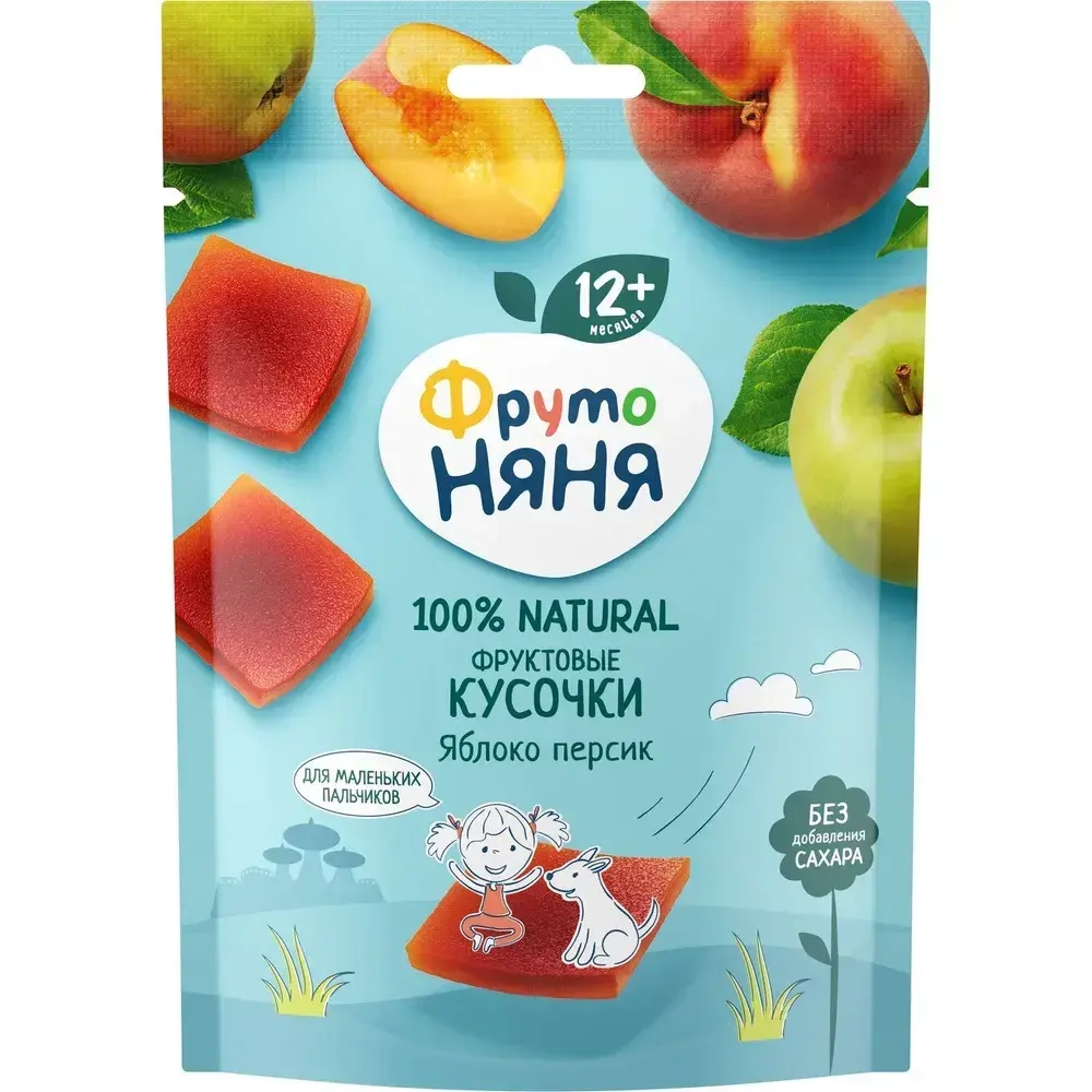Фруктовые кусочки ФрутоНяня яблоко, персик, 53г