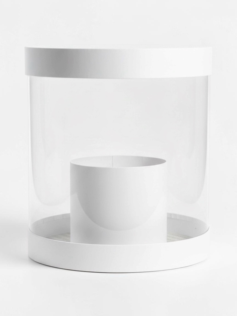 Плотная коробка-аквариум для торта с прозрачными стенками Цвет :Белый.