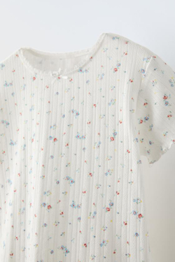 ZARA КОМПЛЕКТ С ПЕРФОРАЦИЕЙ И ЦВЕТОЧНЫМ ПРИНТОМ, ЭКРЮ