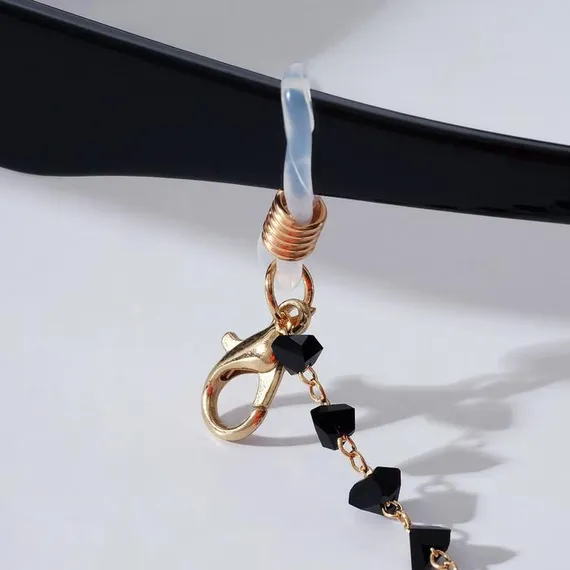 Цепочка для очков &quot;Строгость&quot; дорожка, цвет чёрный в золоте, 70 см