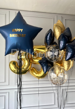 Набор шаров "Синее золото" цифра+звезда