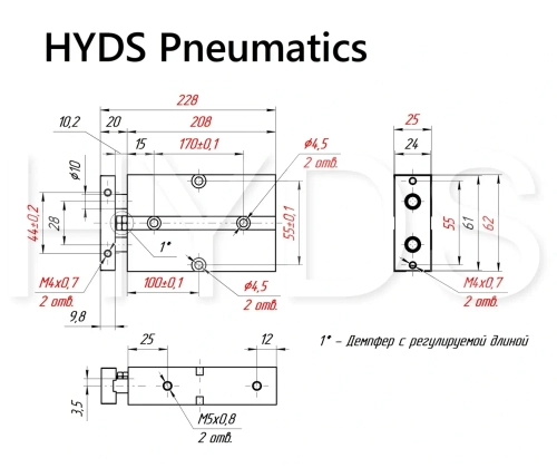 TN 20x150-S Пневмоцилиндр двухпоршневой