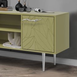 Тумба под ТВ Арт Колор leaves 117см Стайл Сильвер Зеленая олива