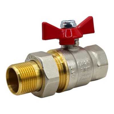 Кран шаровой TEBO 3/4" с американкой (бабочка)