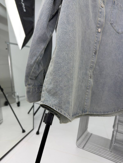 Рубашка джинсовая женская артикул 1377-1 цвет "голубо-зелёный"