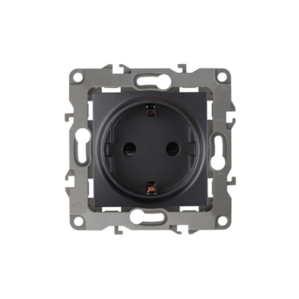 12-2101-05 ЭРА Розетка 2P+E Schuko, 16A-250В, IP20, Эра12, антрацит