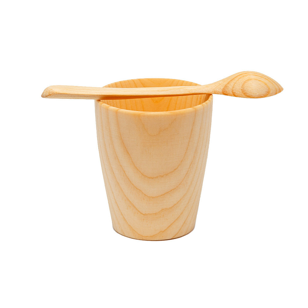 Деревянный  набор (стакан и ложка) из сибирского кедра. NC3