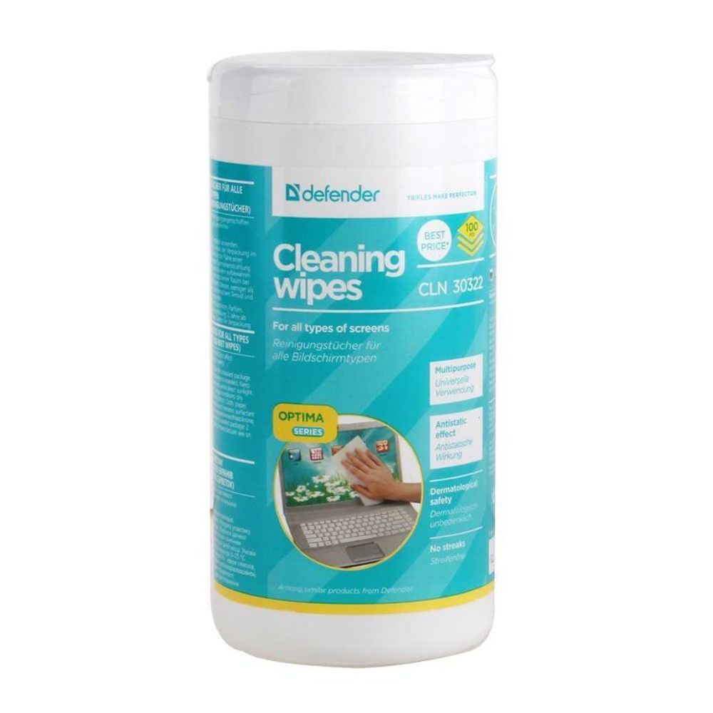 Defender CLN 30322 Optima 100 шт,туба,термобонд для экранов Салфетки