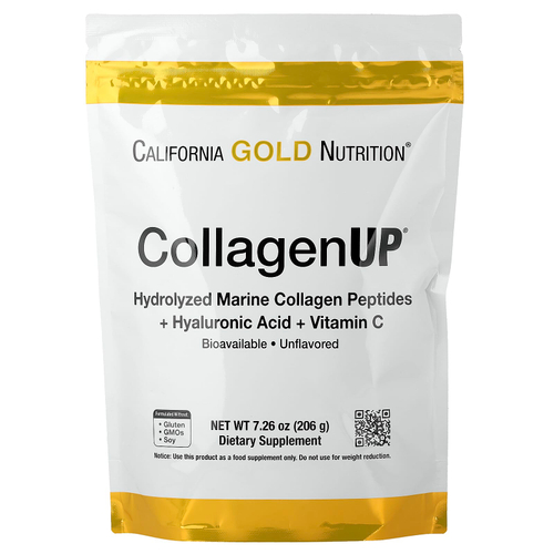 California Gold Nutrition, CollagenUP®, гидролизованные пептиды морского коллагена с гиалуроновой кислотой и витамином C, с нейтральным вкусом, 206 г