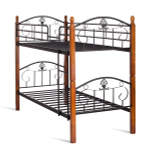 Кровать BOLERO двухярусная- дерево гевея/металл, 90*200 см (bunk bed), красный дуб/черный