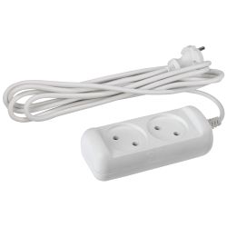 Удлинитель электрический ЭРА U-2-5m-2x1 без заземления 2 розетки 5м ПВС 2x1мм2 10А | Бытовые удлинители