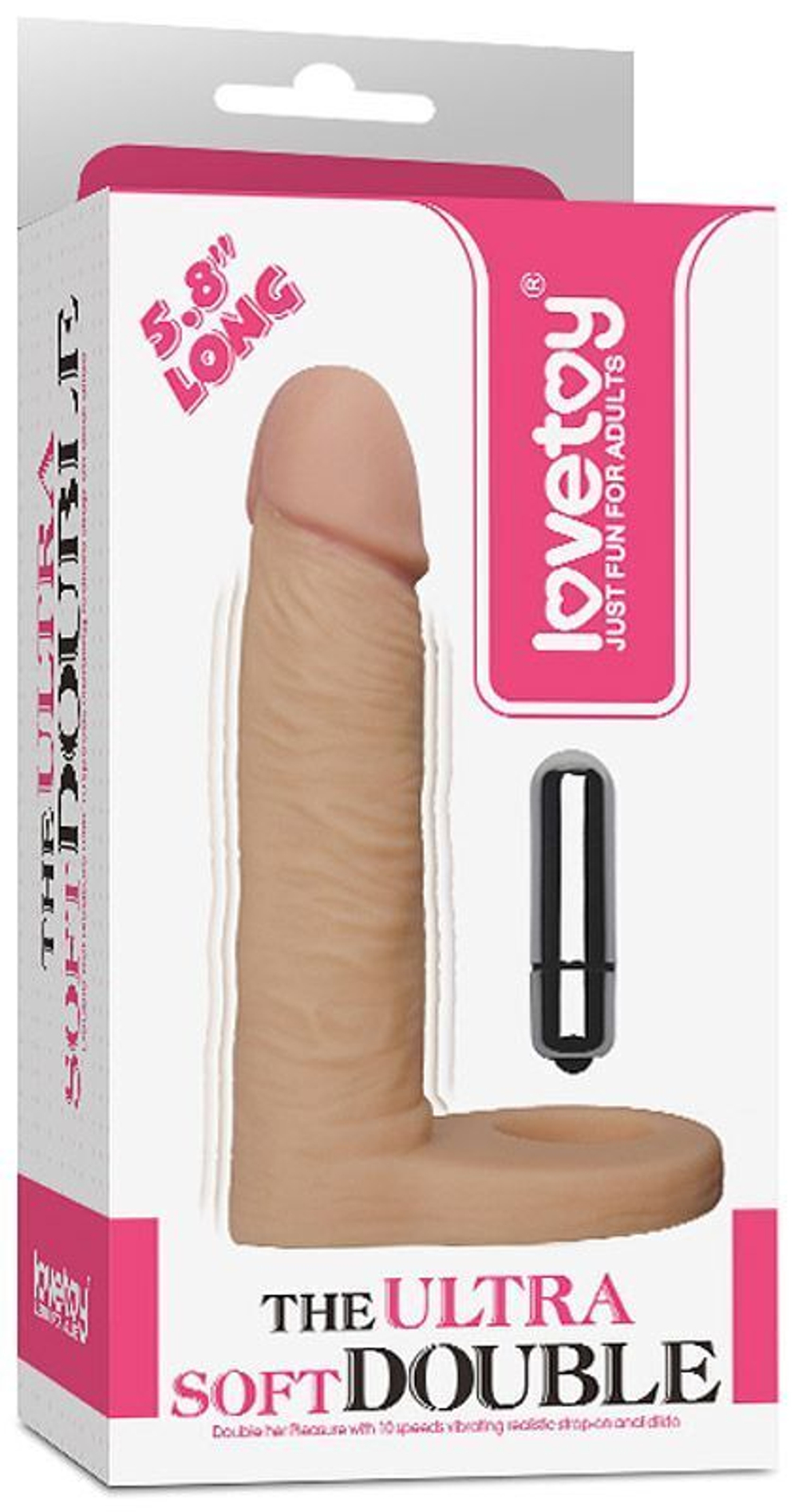 Реалистичная насадка для двойного проникновения с вибрацией - 14,7 см. (Цвет: телесный)