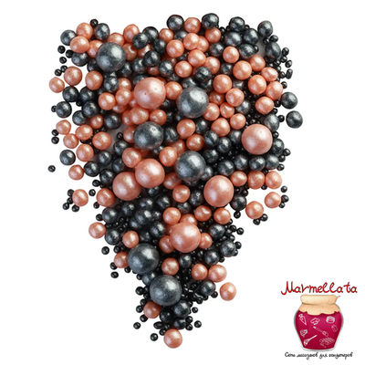 Шоколадный декор "Жемчуг микс персик, черный" №167, 100 гр.