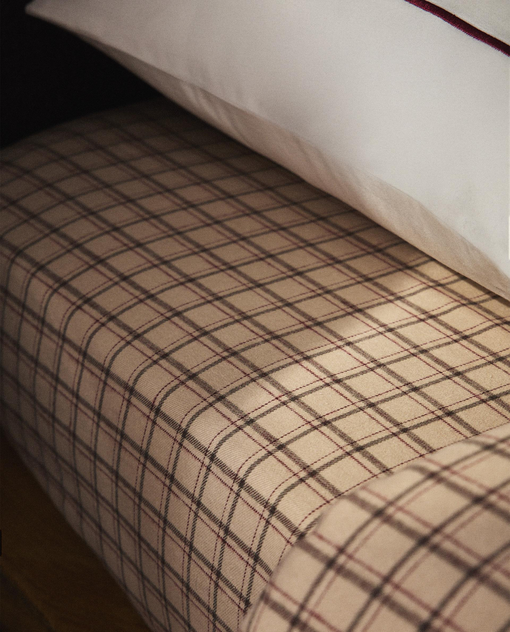 Zara Home - Простыня фланелевые клетчатые брюки, бежевый, 160х200х30 см