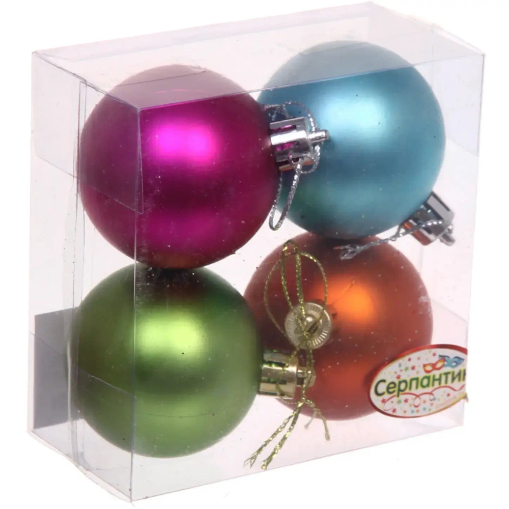 Новогодние шары 5 см (набор 4 шт) «Матовый», яркий микс