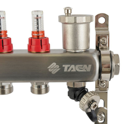 Коллекторная группа Taen 1" евроконус 3/4" на 5 выходов с расходомерами