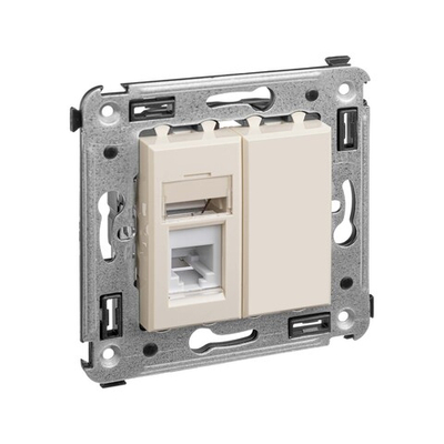 Телефонная розетка RJ-12 в стену одинарная, "Avanti", "Ванильная дымка"