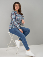 Блузка БЛ-22/клеткасерый-индигокрасный