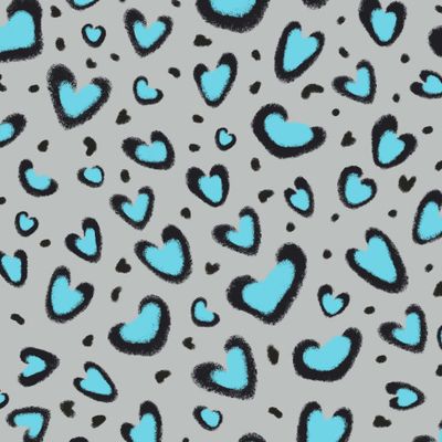 Леопардовые сердца / серый с голубым