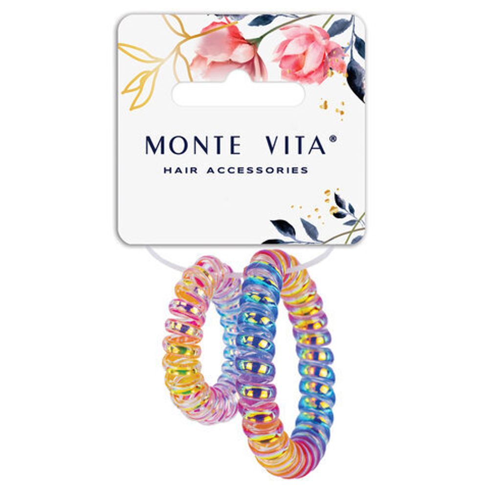 Резинки для волос НАБОР 2 шт., диаметр 5,8 и 4 см, пружинка, разноцветные, MONTE VITA, 457063