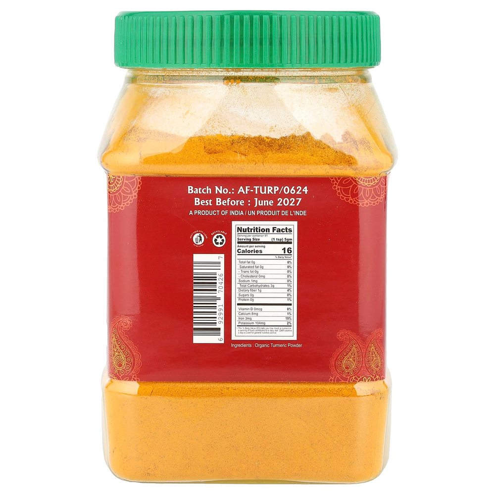 Jiva Organics, органический порошок из куркумы, 454 г (1 фунт)