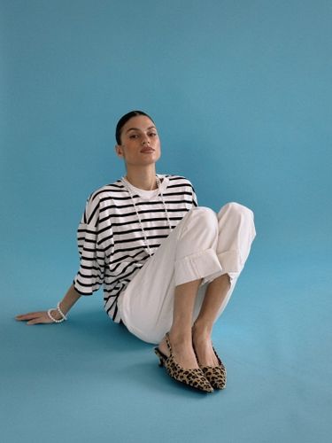 Хлопковая оверсайз футболка в полоску