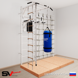 Шведская стенка Sv Sport усиленная 64570 (Турник рукоход/Брусья/Канат/Лестница/Цепь/Мешок 30кг/Мат 2м/Канатный лаз)