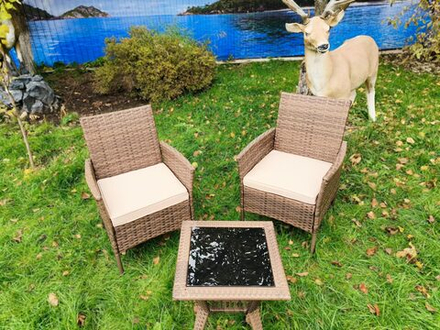 Комплект мебели из ротанга ВИРДЖИНИЯ БАЛКОНЕ СЕТ НЬЮ VIRGINIA BALCONY SET NEW столик и 2 кресла - Brown