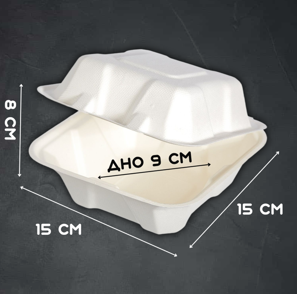 Бокс под бенто-торт 150х150х88мм белый, сахарный тростник