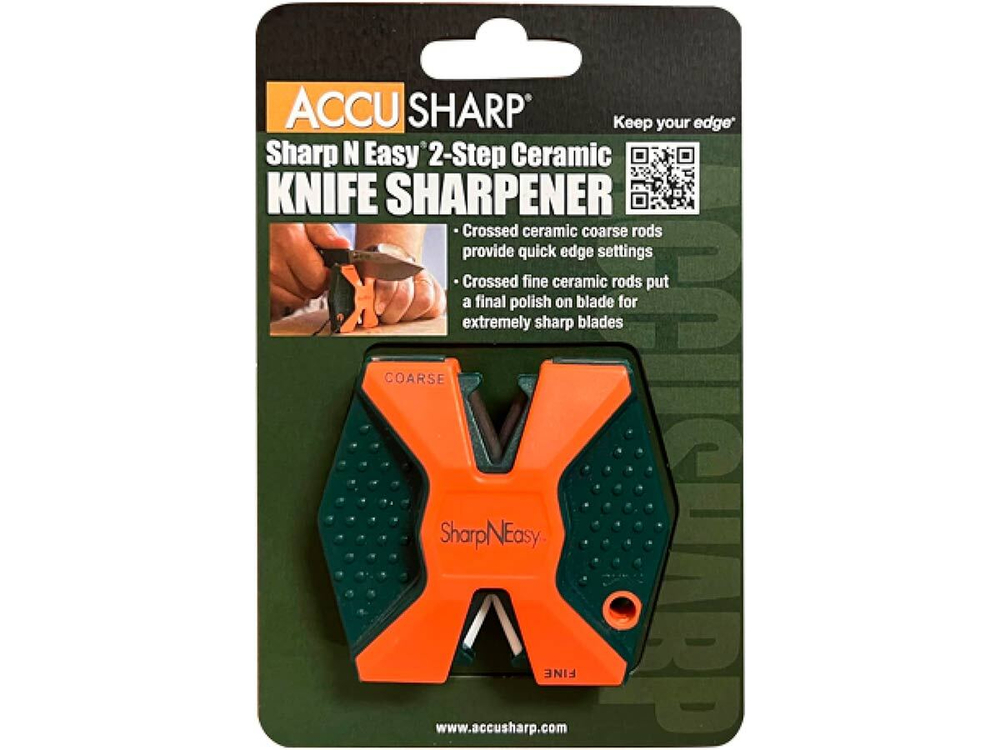 Точилка для ножей AccuSharp SharpNEasy 2-Step, керамические стержни, оранжевый/зелёный