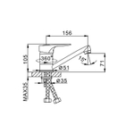 Смеситель для кухни 40к F4504 FRAP (плоский пов.излив, п/шпильку, хром, латунь)