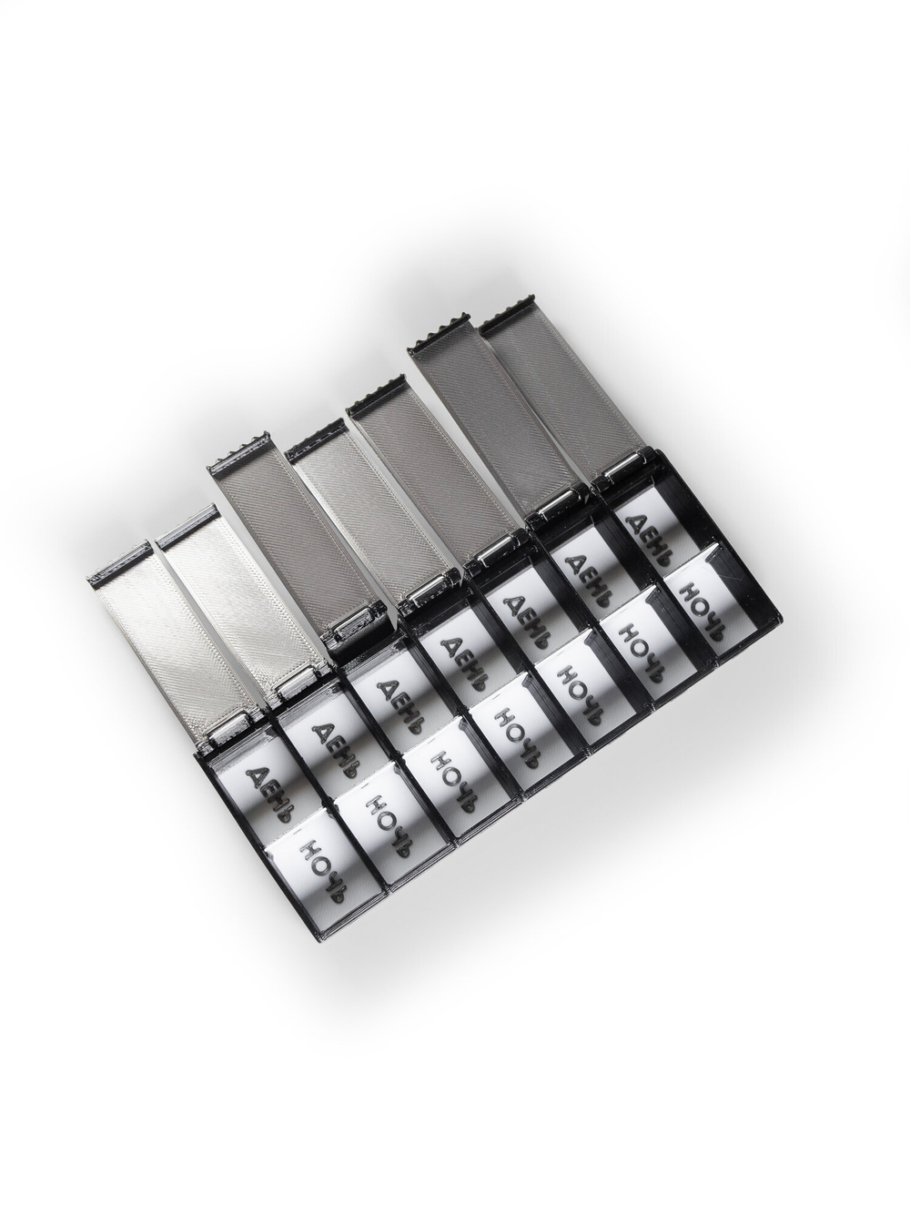 Набор 3 шт. таблетницы на неделю, на русском языке, 15х6х2 см, 3D печать