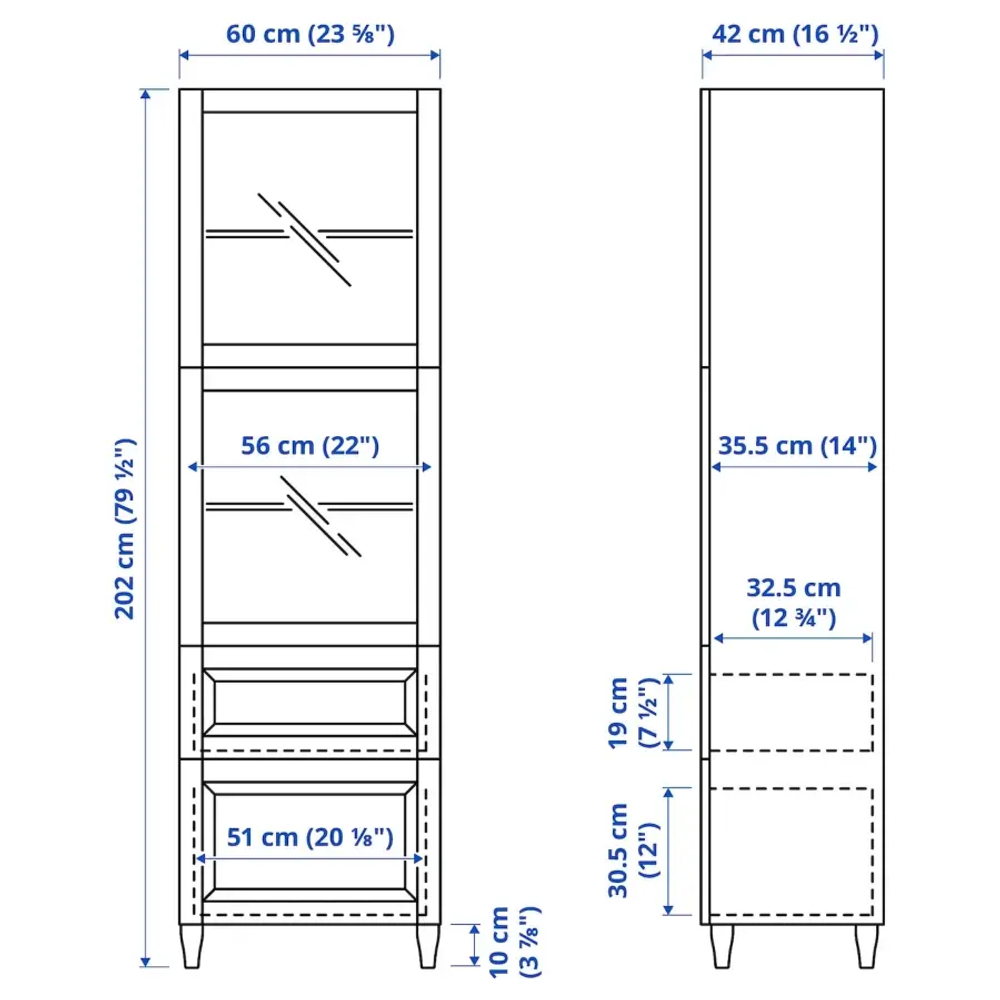 Книжный шкаф - BESTÅ/ BESTА IKEA/ БЕСТА/БЕСТО ИКЕА, 202х60 см, белый