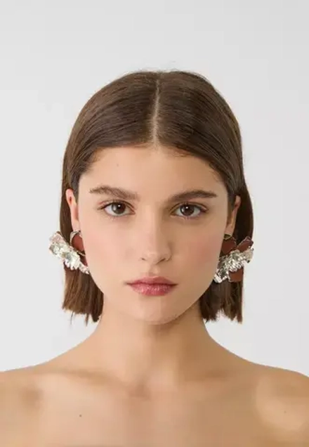STRADIVARIUS Контрастные серьги в виде цветов, серый